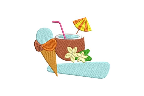 Beach with Coconut Split Monogram: A Charming Embroidery Design