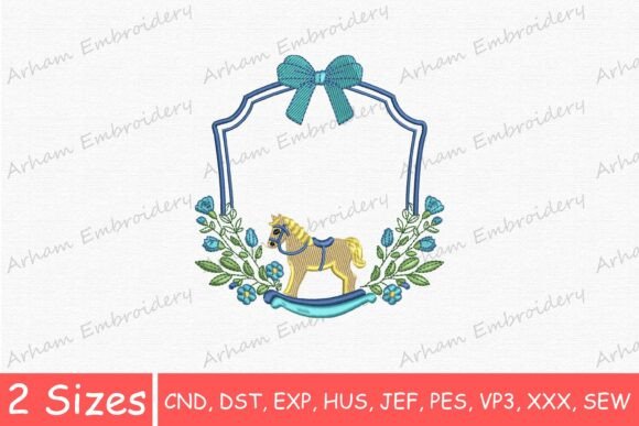 Charming Floral Rocking Horse Monogram with Bow