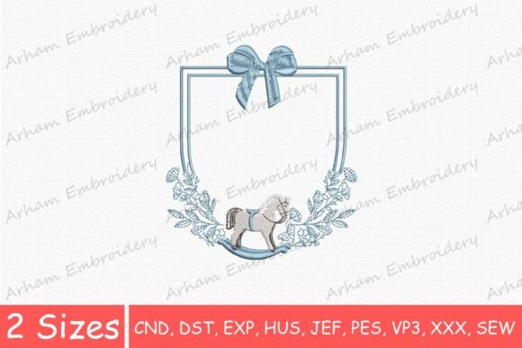 Charming Rocking Horse Floral Bow Monogram