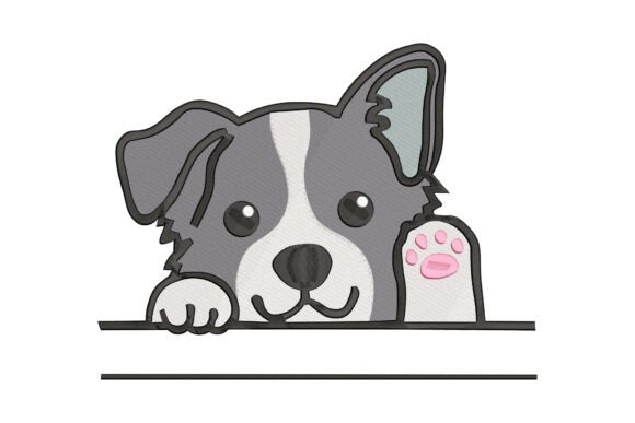 Cute Border Collie Monogram: A Premium Embroidery Design