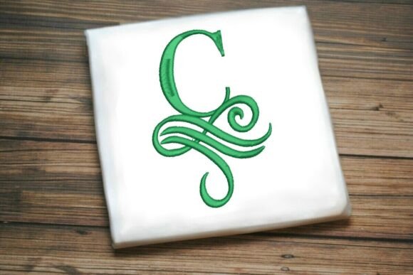 Elegant Coastal Embroidery: Oceanic Flourish Monogram C