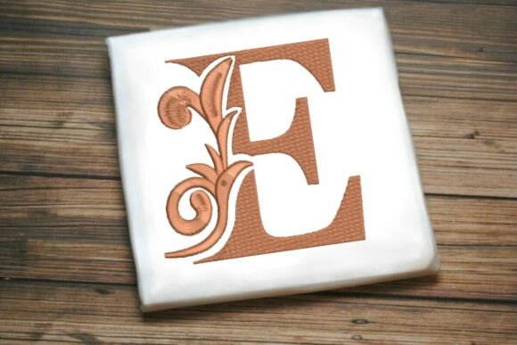 Elegant Flourished Leaf Monogram E