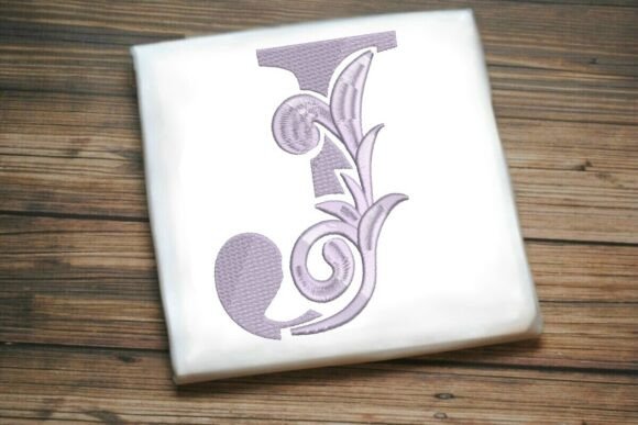 Elegant Flourished Leaf Monogram J
