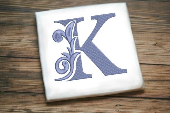 Elegant Flourished Leaf Monogram K for Business