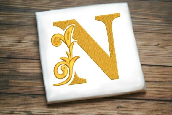 Elegant Flourished Leaf Monogram N