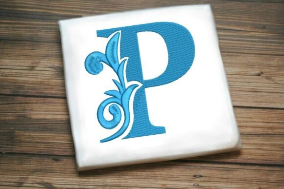 Elegant Flourished Leaf Monogram P