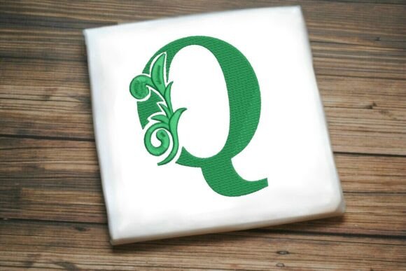 Elegant Flourished Leaf Monogram Q
