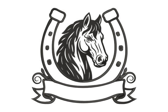 Elegant Horse in Horseshoe Monogram Design