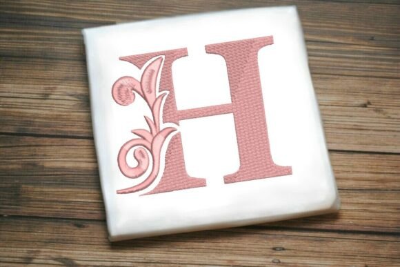Flourished Leaf Monogram H: A Timeless Embroidery Choice