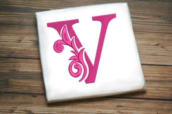 Flourished Leaf Monogram V: A Touch of Elegance