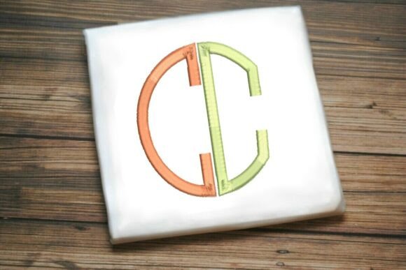 Geometric Split Letter Monogram C: A Modern Embroidery Gem