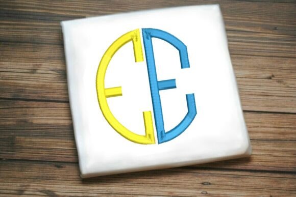 Geometric Split Letter Monogram E: A Bold Embroidery Choice