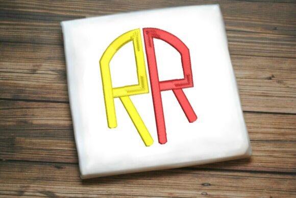 Geometric Split Letter Monogram R: A Bold Embroidery Choice