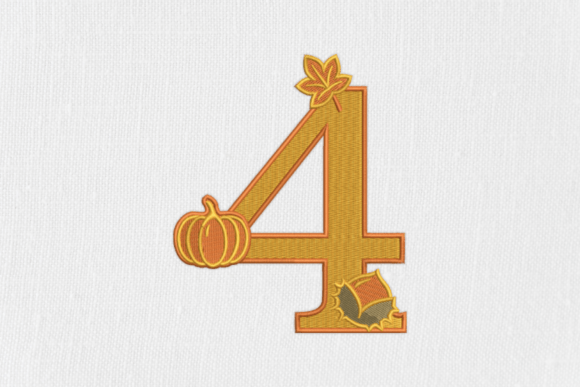 Number 4 Autumn Monogram: A Seasonal Embroidery Gem