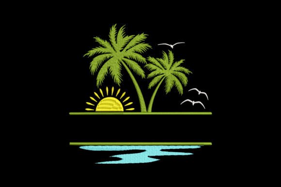 Palm Tree Split Monogram: A Charming Embroidery Choice