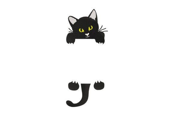 Peeking Cat Monogram: A Charming Embroidery Design